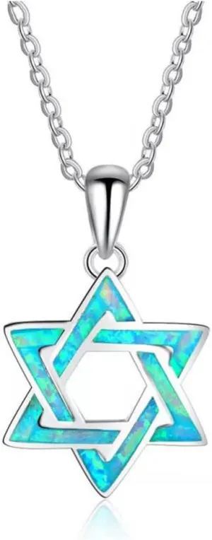 Rainbow Star Pendants Blue fire Opal Birthstone Necklaces for Women Clavicle Chain Gift Watch Strap