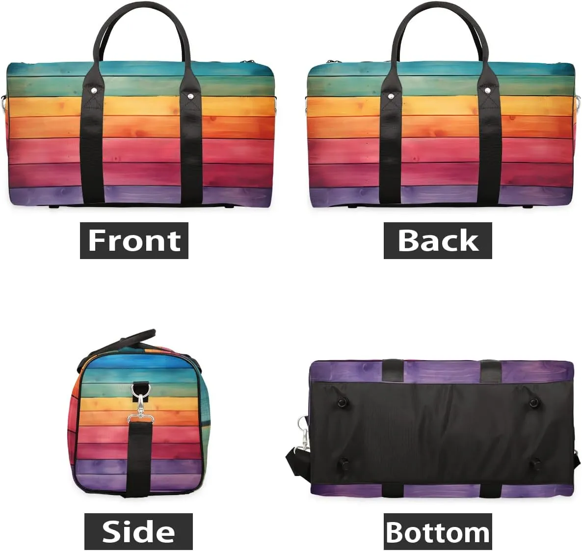 Rainbow Stripes Travel Duffel Bag for Women Men Waterproof Foldable Overnight Weekender Bag Large Capacity Sports Gym Bag