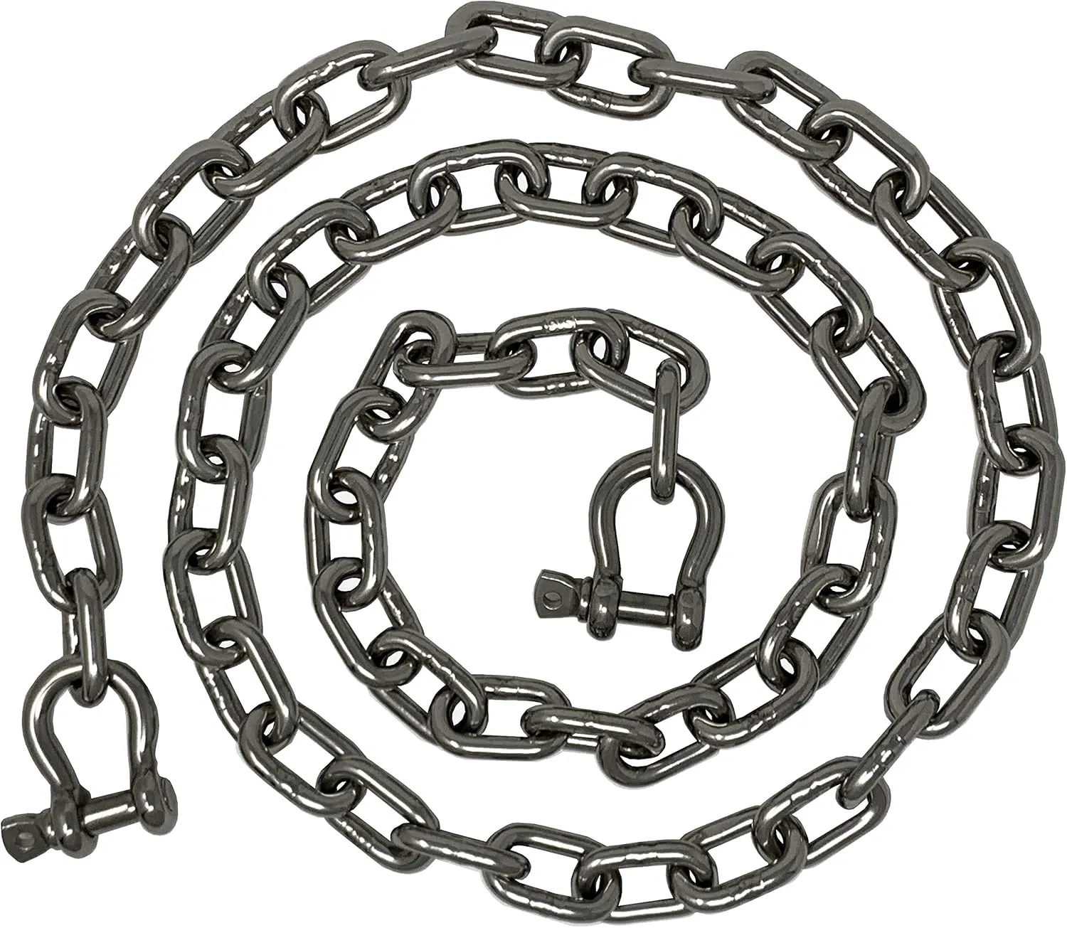 Rainier Supply Co. Anchor Chain - 1/4" x 4' Stainless Steel Boat Chain - Premium Marine Grade 316SS Boat Anchor Chain with Oversized Shackles