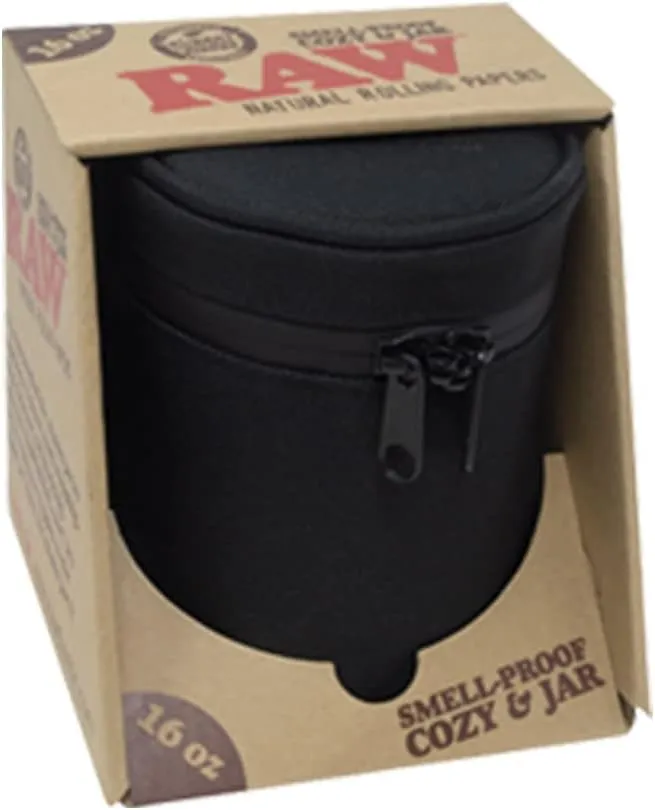 RAW Smell-Proof Jar & Cozy w/Lock (16oz), Black, 16 Ounce