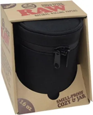 RAW Smell-Proof Jar & Cozy w/Lock (16oz), Black, 16 Ounce