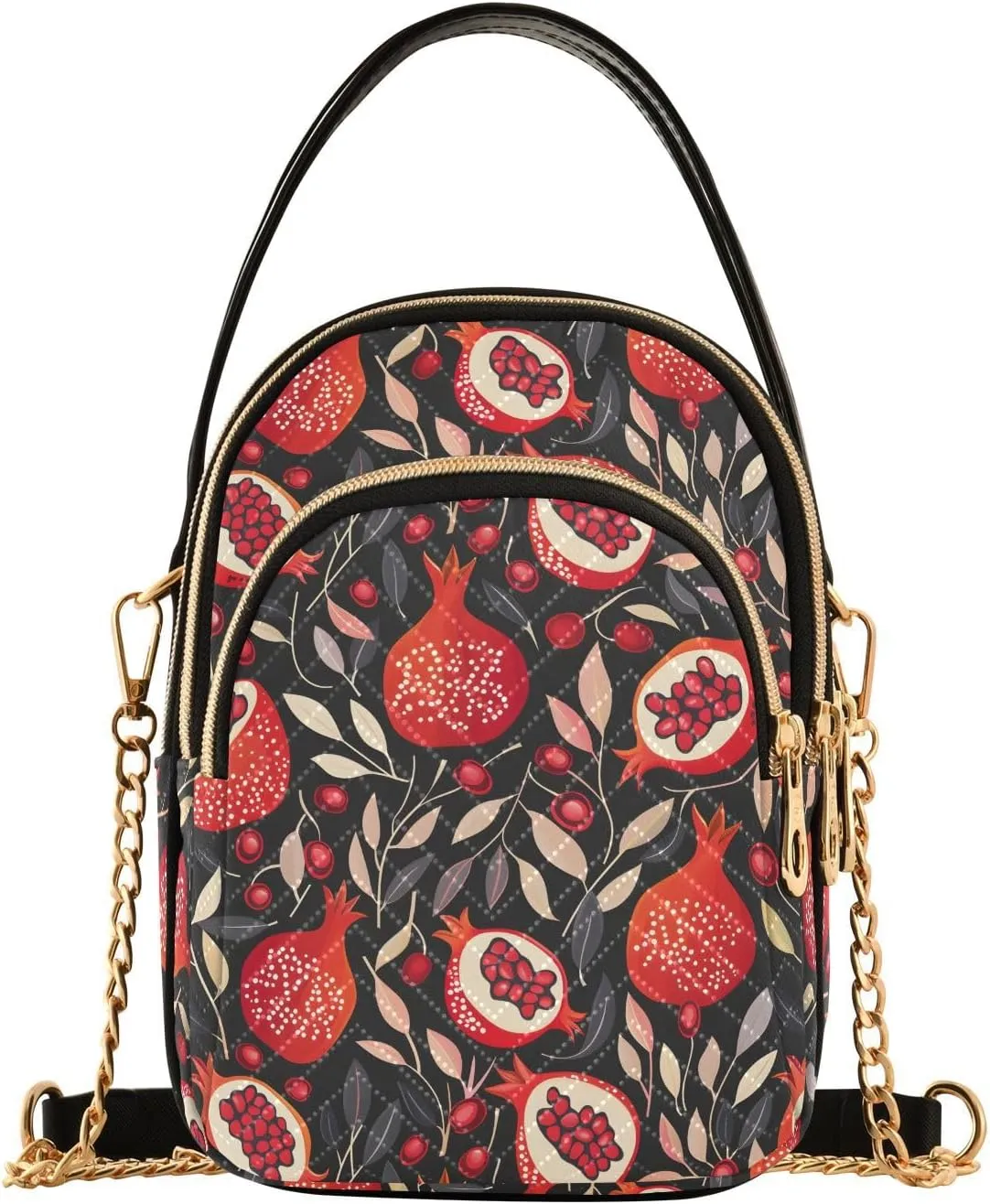 Red Pomegranate Leaf Crossbody Bag for Women Mini Cell Phone Purse Women's Shoulder Handbag