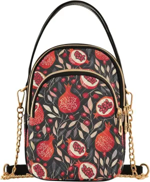 Red Pomegranate Leaf Crossbody Bag for Women Mini Cell Phone Purse Women's Shoulder Handbag