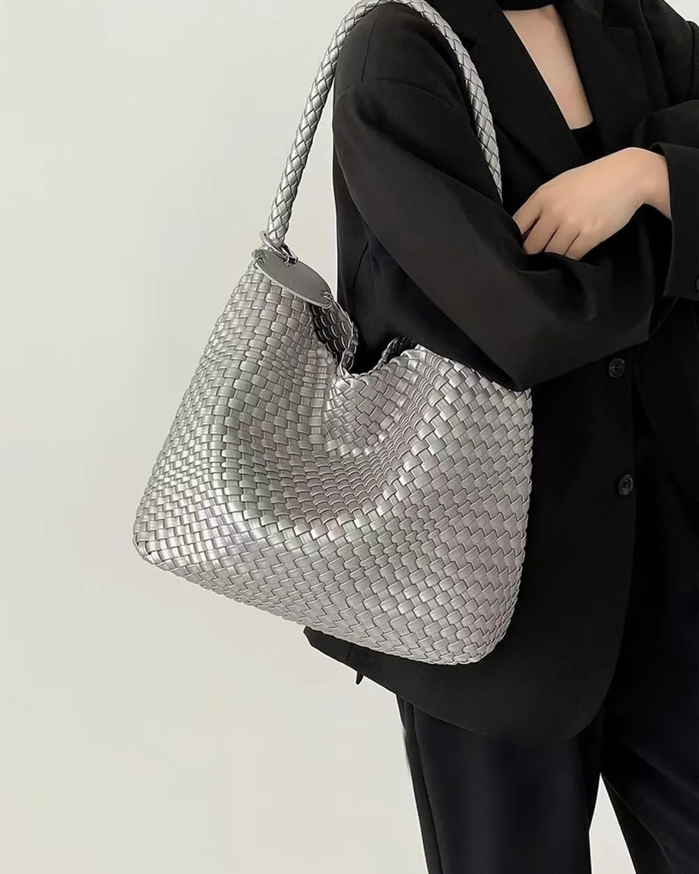 Rejolly Tote Bag for Women Buckle Belt Leather Handbag Top Handle Trendy Shoulder Purse