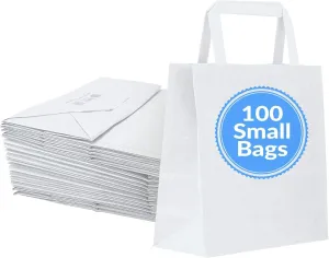 Reli. 100 Pack | 7"x3.15"x8" | Small White Kraft Paper Gift/Shopping Bags | Retail, Merchandise, To Go, Parties, Small Items