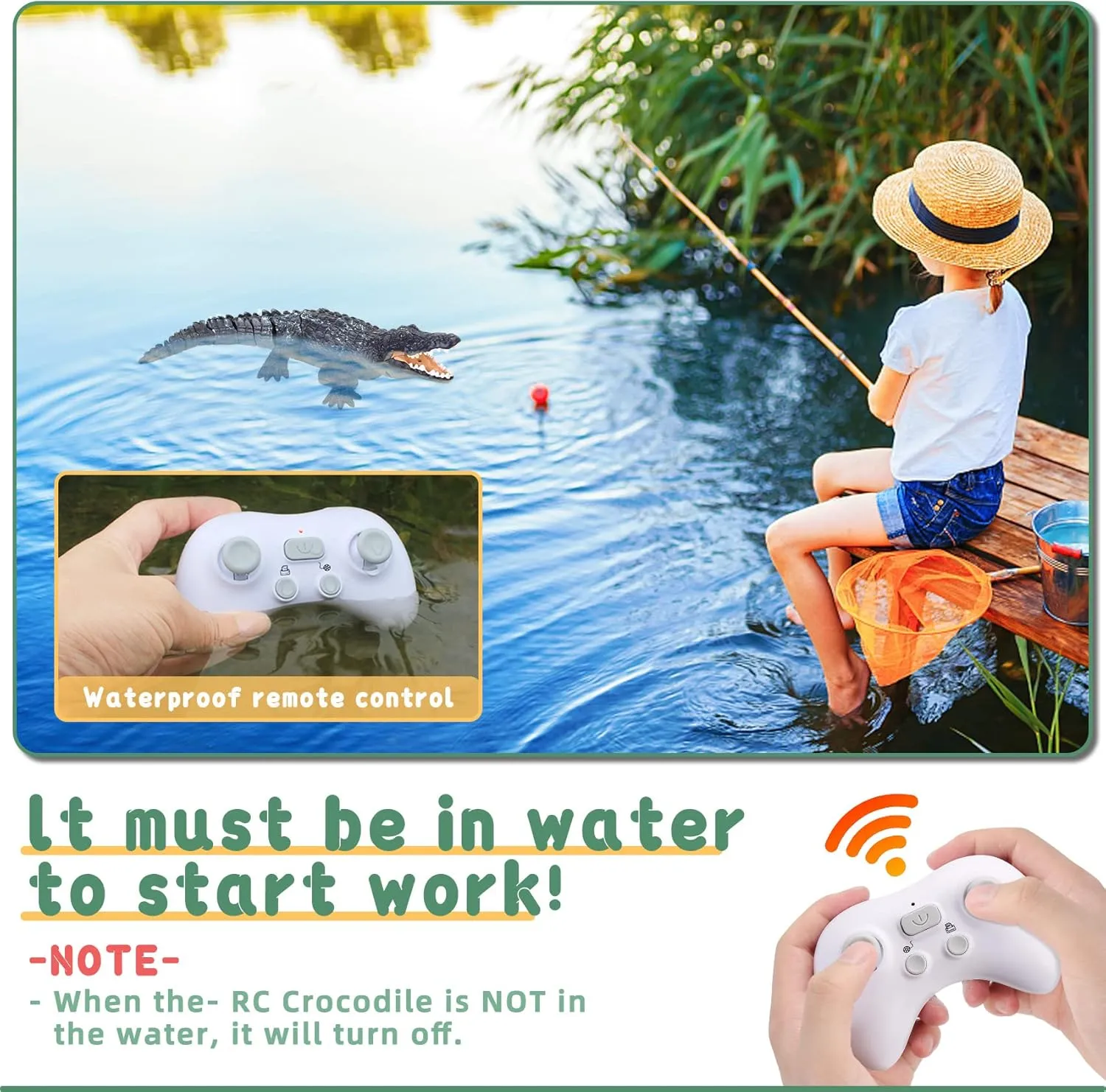 Remote Control Crocodile Boat Toy 1:18 Scale High Simulation RC Crocodile for Swimming Pool Bathroom Great Gift RC Boat Alligator Toys for 6  Year Old Boys and Girls