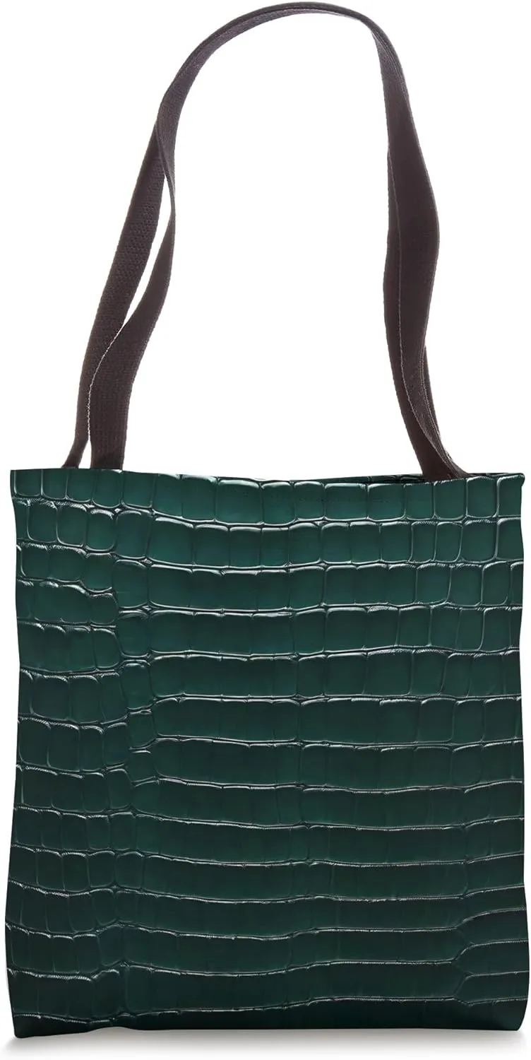 Reptile Alligator Lizard Crocodile Snake Pattern Green Skin Tote Bag