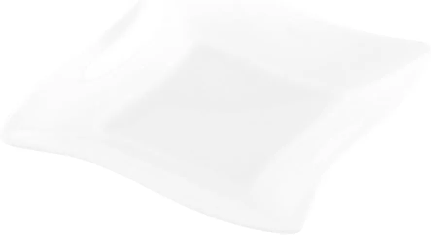 Restaurantware 3 x 3 Inch Dessert Plates 100 Small Cocktail Plates - Square Wavy Edges White Plastic Disposable Appetizer Plates Holds Sauces And Dips For Wedding Or Birthday Parties