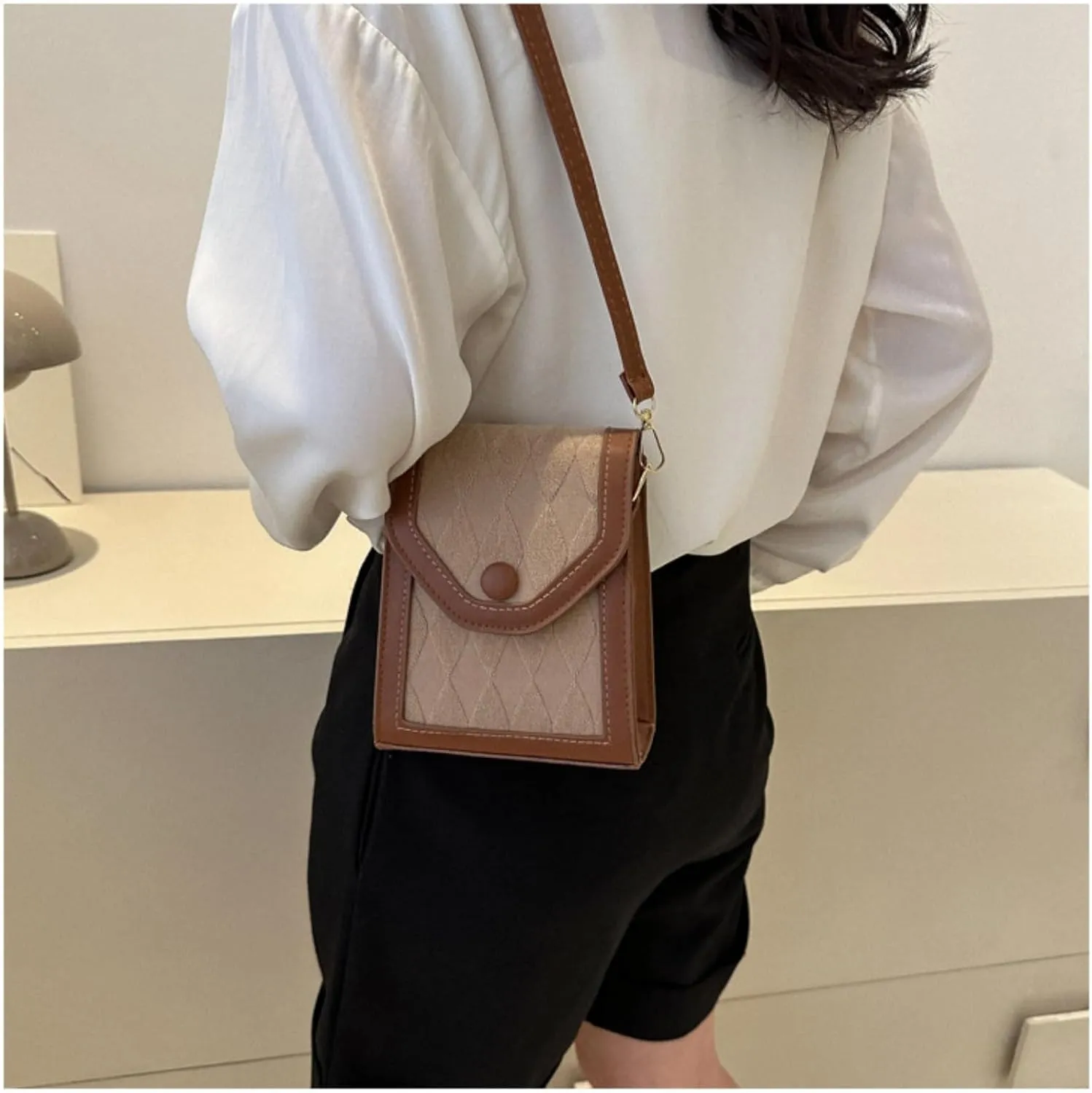 Retro Crossbody Bag, Vintage Shoulder Bag, Small Handbag, Pu Crossbody Bag for Women, Trendy Square Mini Purse (khaki)