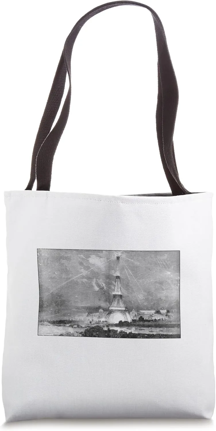 Retro Illuminated Eiffel Tower in Paris Vintage Design Tote Bag
