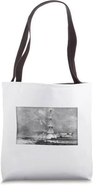 Retro Illuminated Eiffel Tower in Paris Vintage Design Tote Bag