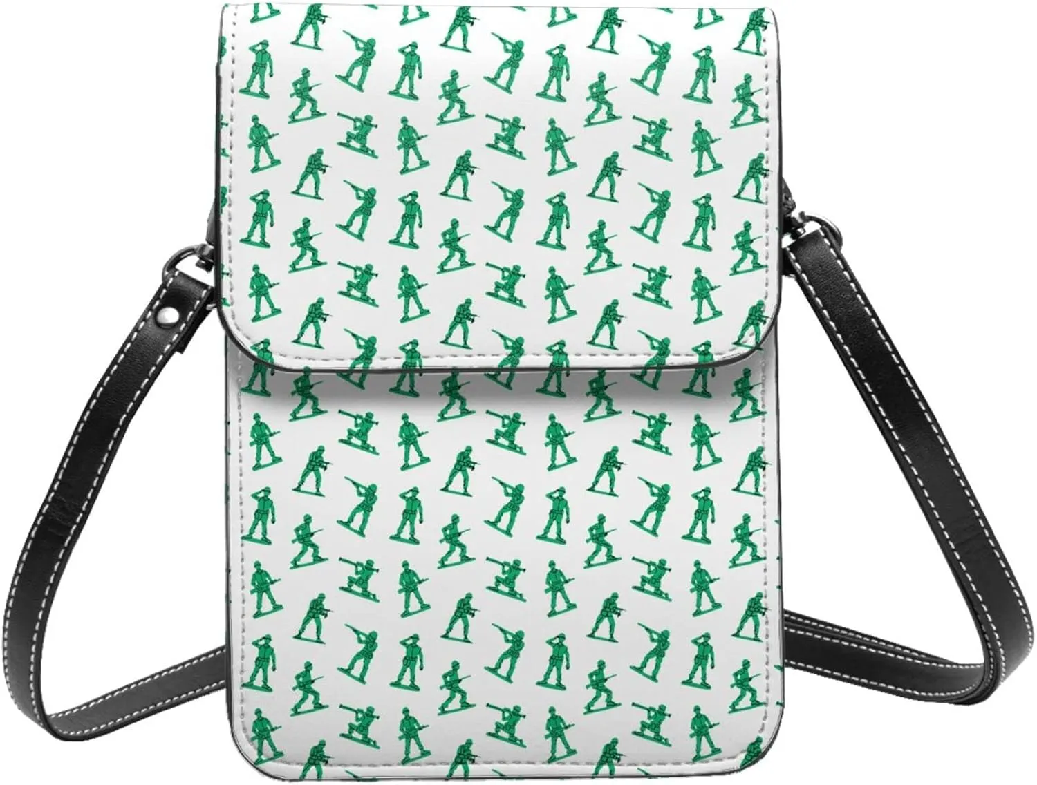 Retro toy soldier doodle white Crossbody Cell Phone Purse for Women Girls Leather Mini Cross Body Bags Small Shoulder Bags