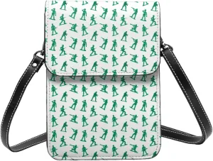 Retro toy soldier doodle white Crossbody Cell Phone Purse for Women Girls Leather Mini Cross Body Bags Small Shoulder Bags