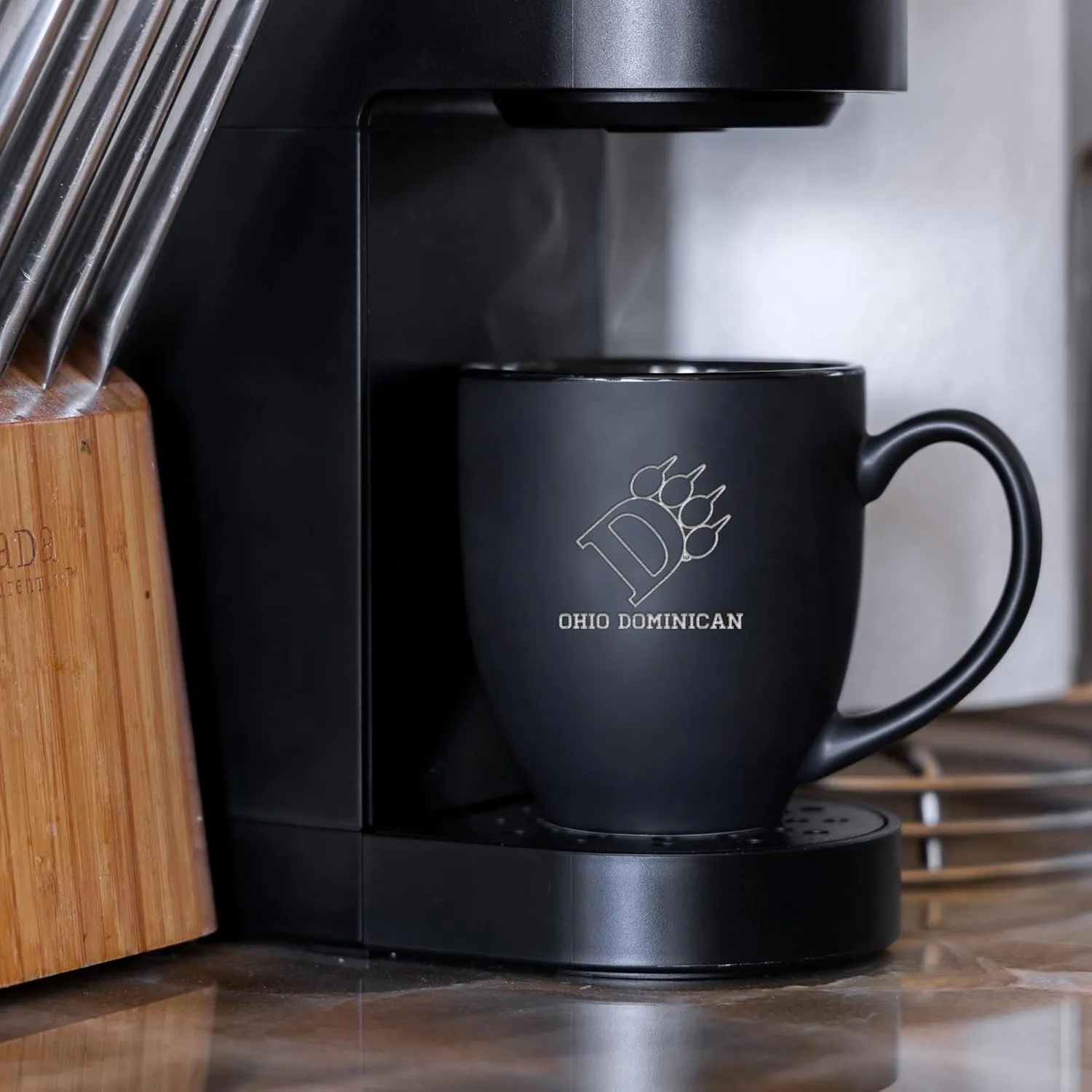 Rico Industries NCAA Northwestern Wildcats Main 15oz Laser Engraved Matte Black Ceramic Bistro Mug - For Hot or Cold Drinks