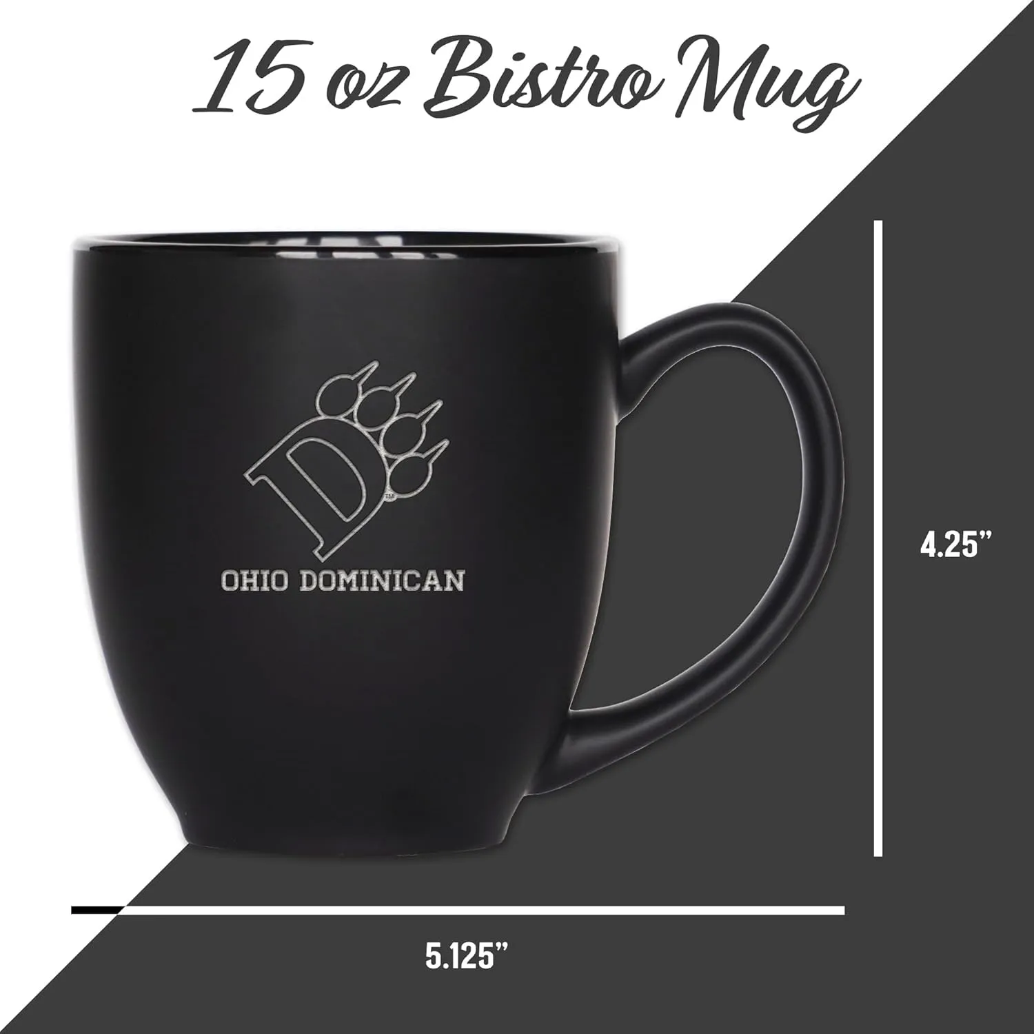 Rico Industries NCAA Northwestern Wildcats Main 15oz Laser Engraved Matte Black Ceramic Bistro Mug - For Hot or Cold Drinks