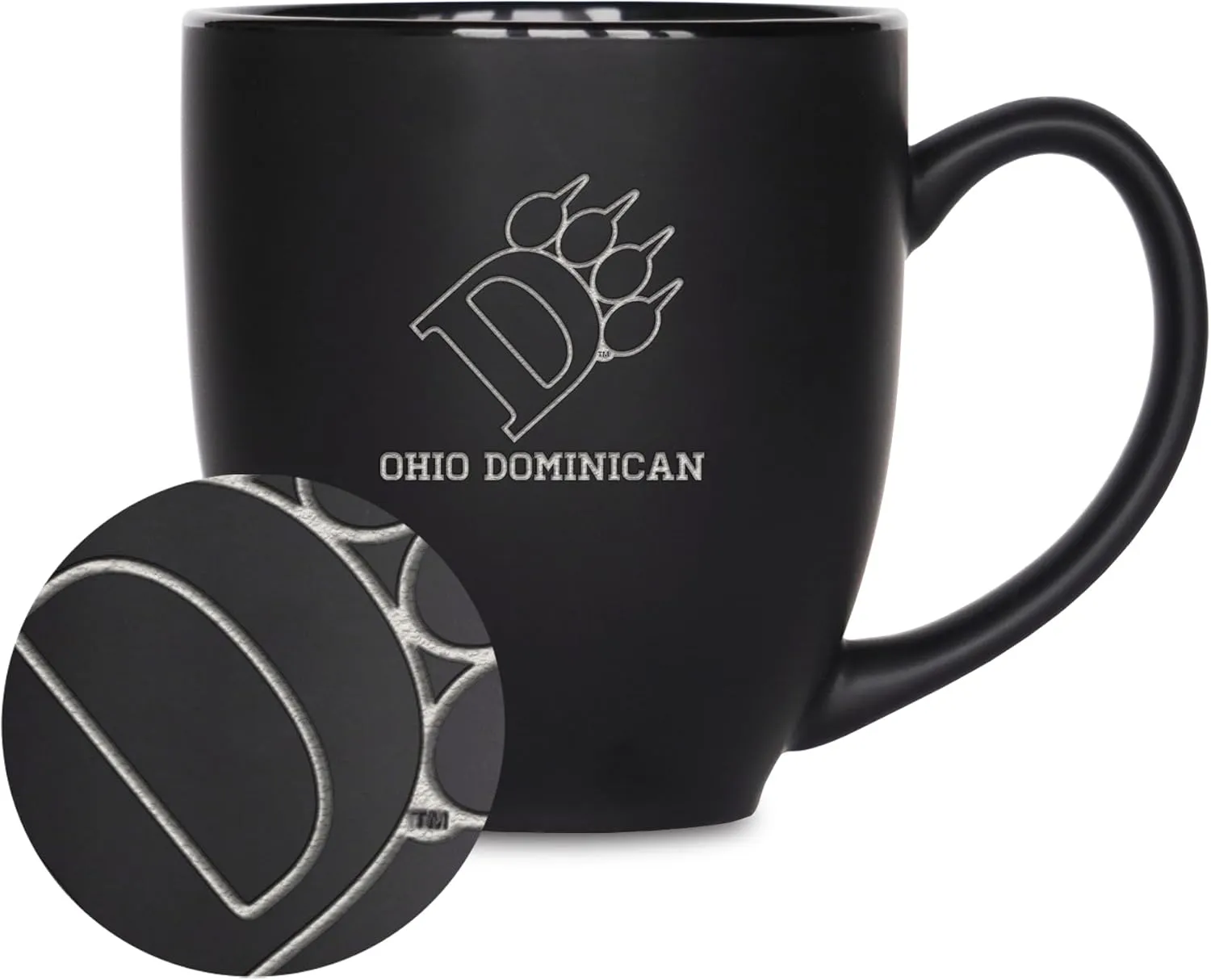 Rico Industries NCAA Northwestern Wildcats Main 15oz Laser Engraved Matte Black Ceramic Bistro Mug - For Hot or Cold Drinks