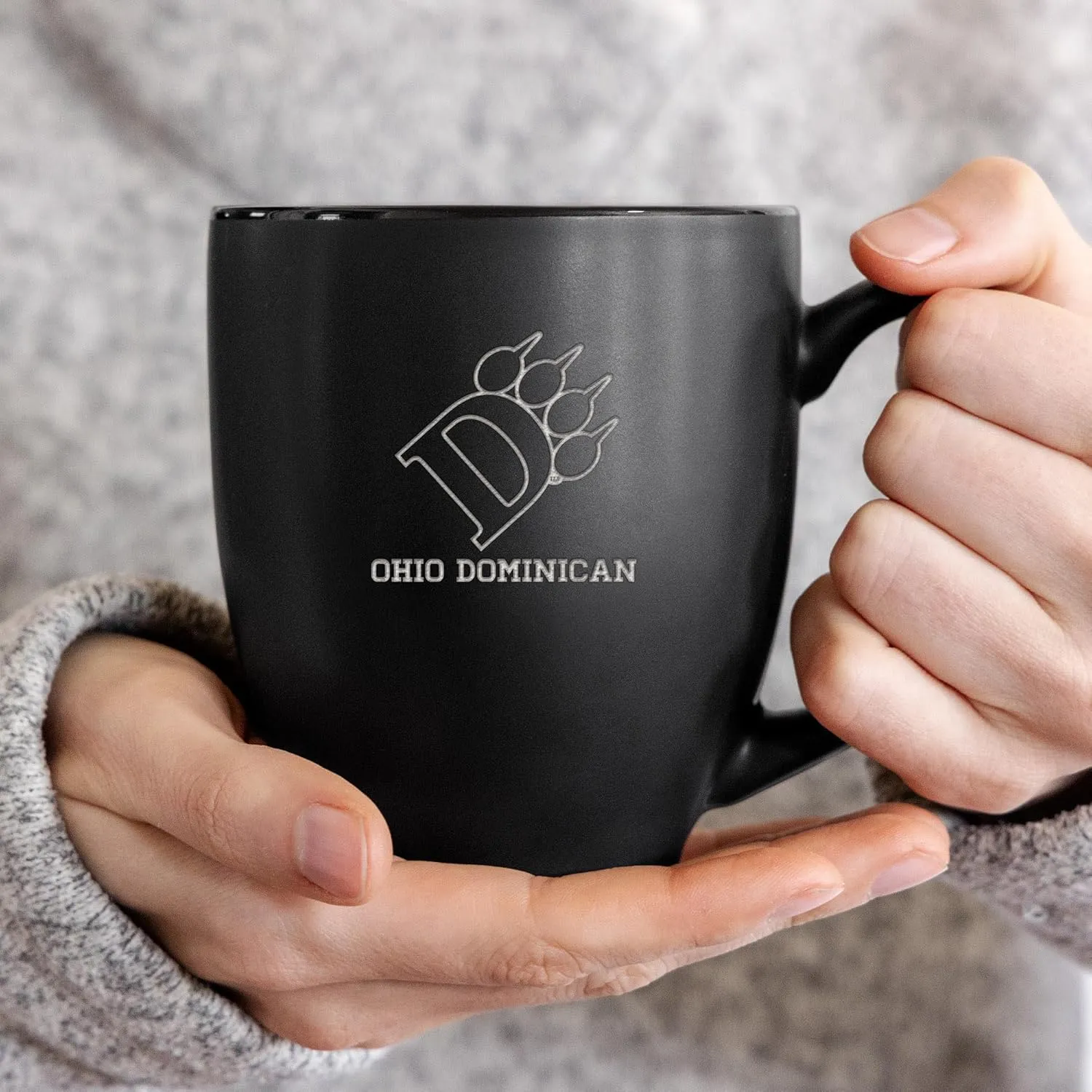 Rico Industries NCAA Northwestern Wildcats Main 15oz Laser Engraved Matte Black Ceramic Bistro Mug - For Hot or Cold Drinks