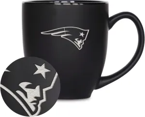 Rico Industries NFL Football 15oz Matte Black Bistro Mug - For Hot or Cold Drinks - Team Logo Etched For Unique Feel