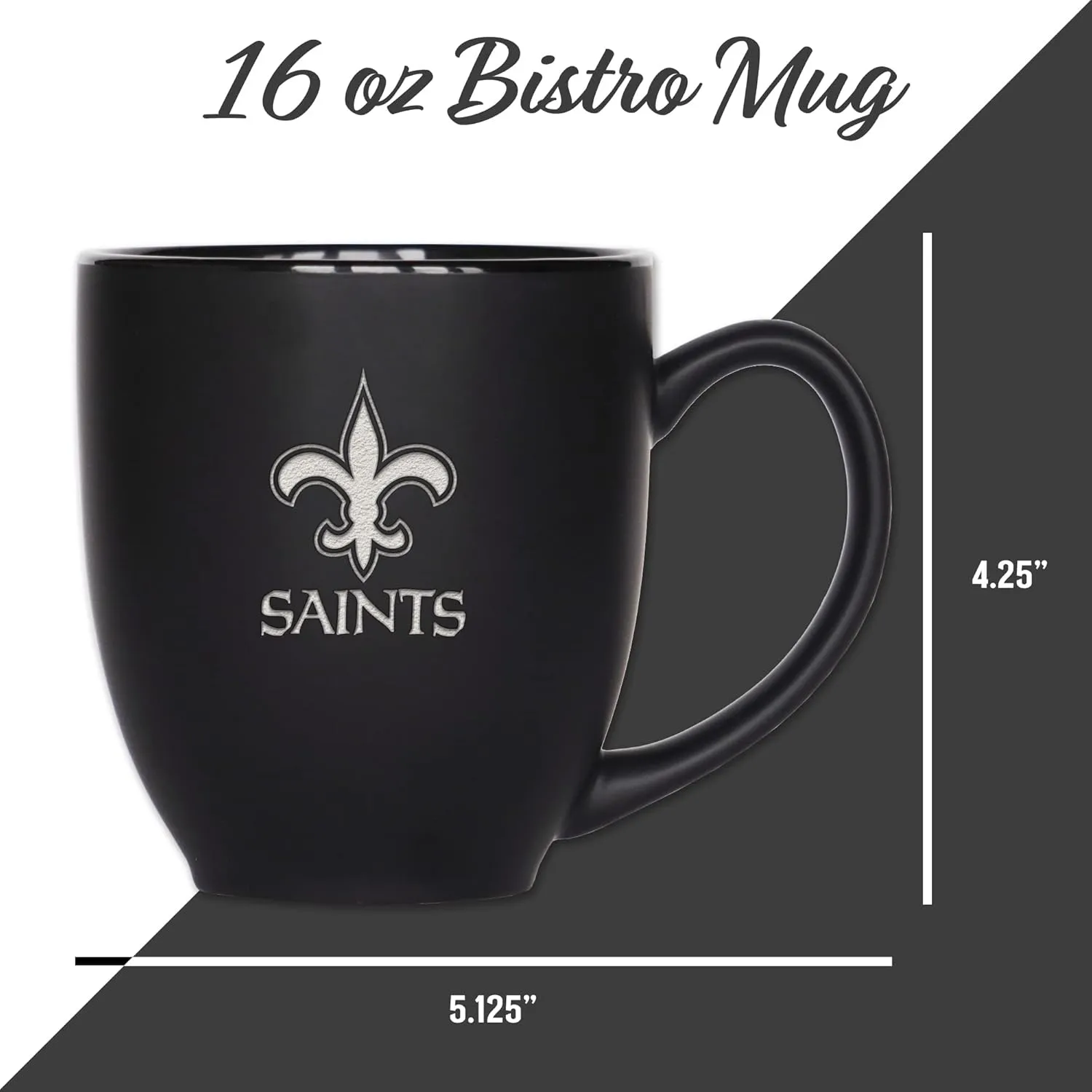 Rico Industries NFL Football 15oz Matte Black Bistro Mug - For Hot or Cold Drinks - Team Logo Etched For Unique Feel