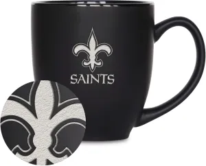 Rico Industries NFL Football 15oz Matte Black Bistro Mug - For Hot or Cold Drinks - Team Logo Etched For Unique Feel