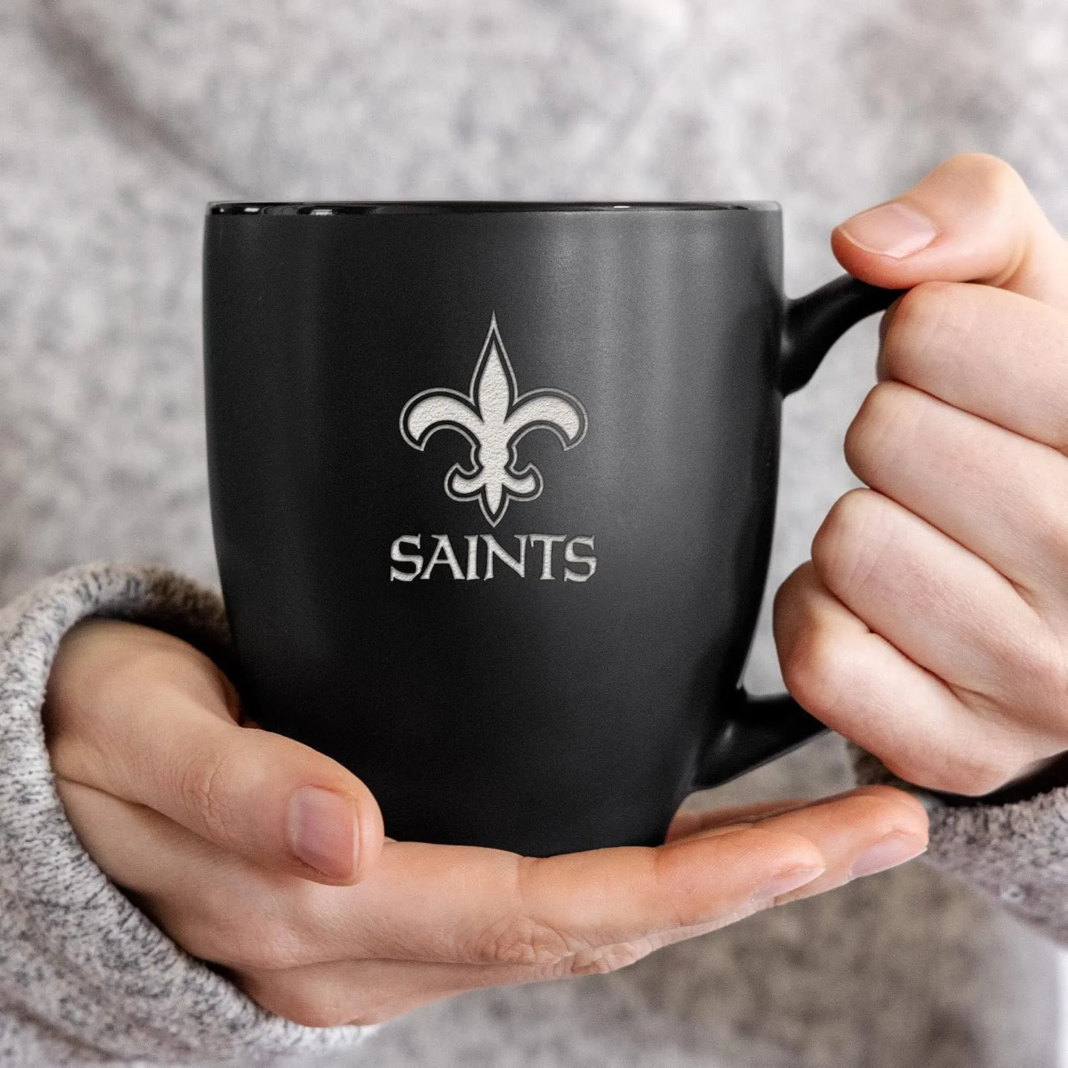 Rico Industries NFL Football 15oz Matte Black Bistro Mug - For Hot or Cold Drinks - Team Logo Etched For Unique Feel