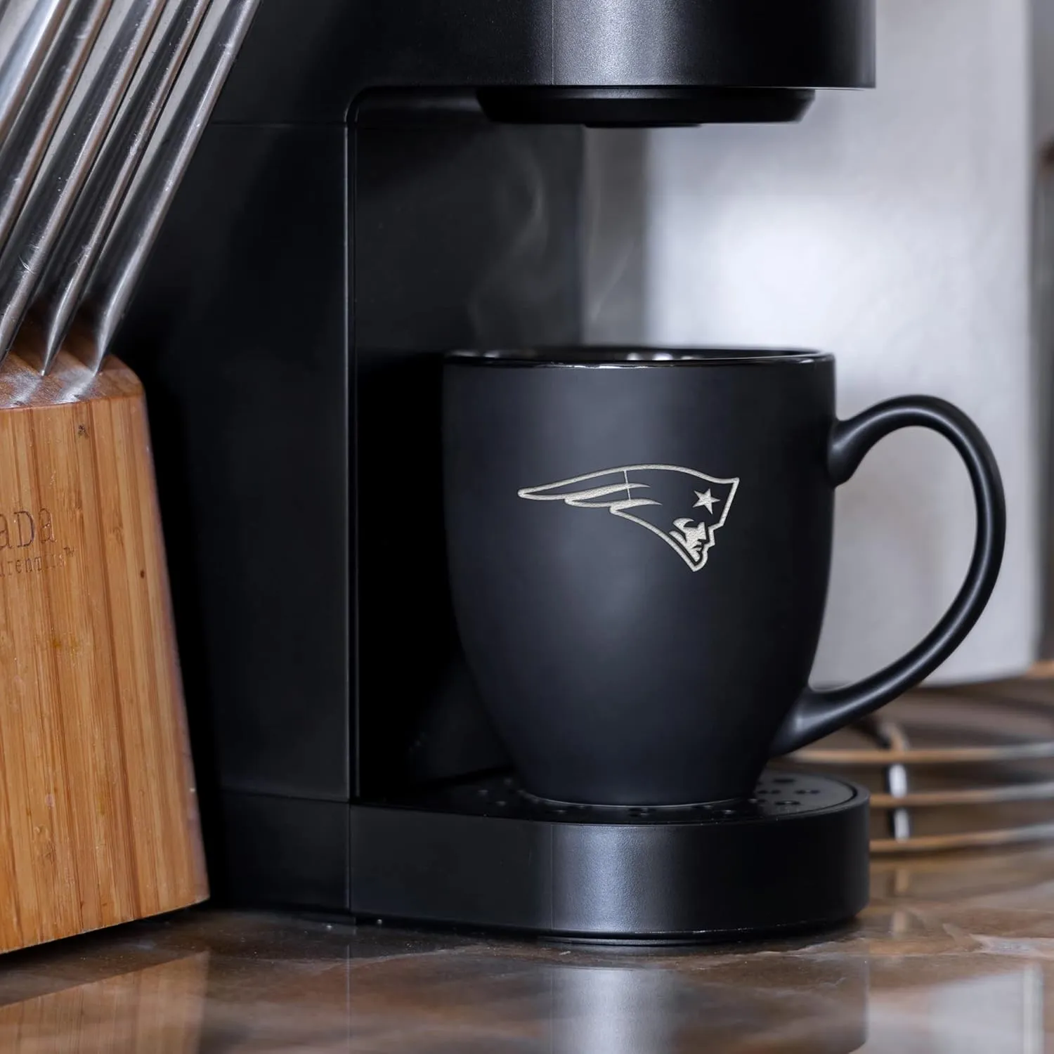 Rico Industries NFL Football 15oz Matte Black Bistro Mug - For Hot or Cold Drinks - Team Logo Etched For Unique Feel