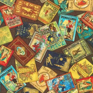 Robert Kaufman Fabrics Library of Rarities Fariy Tale Book Covers Antique