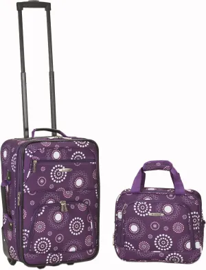 Rockland Fashion Softside Upright Luggage Set, Expandable, Purple Pearl, 2-Piece (14/19)