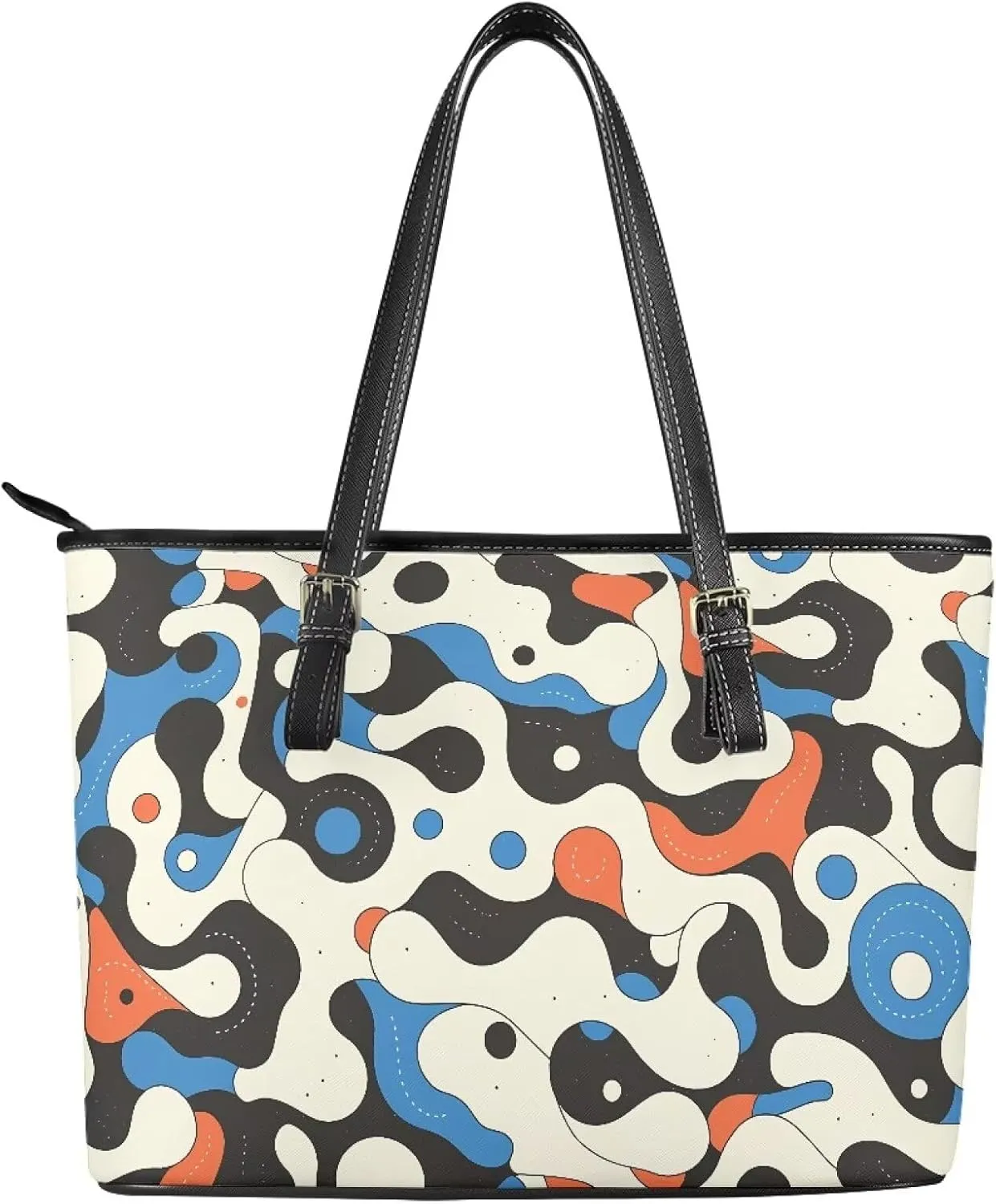Rose Flowers Work Tote Bag for Women Large Shoulder Bag Purse, Abstract Art Top Handle Satchel Tote Bag for Laptop