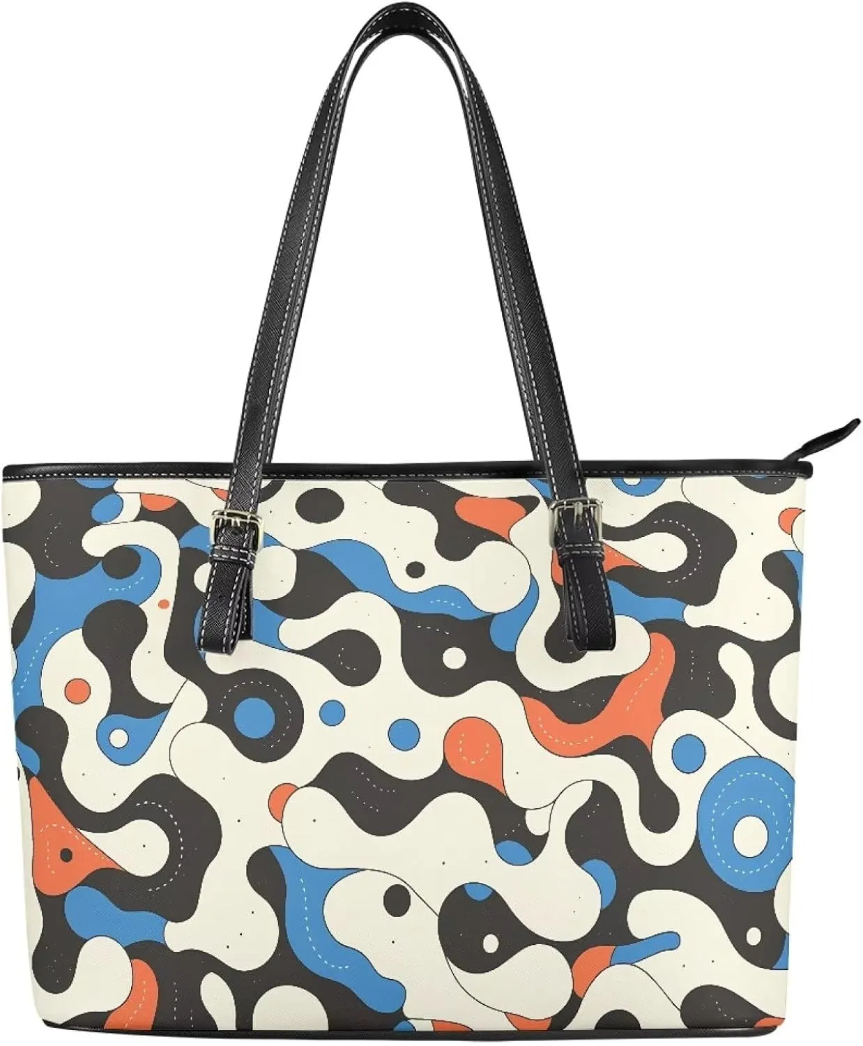 Rose Flowers Work Tote Bag for Women Large Shoulder Bag Purse, Abstract Art Top Handle Satchel Tote Bag for Laptop