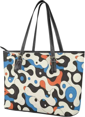 Rose Flowers Work Tote Bag for Women Large Shoulder Bag Purse, Abstract Art Top Handle Satchel Tote Bag for Laptop