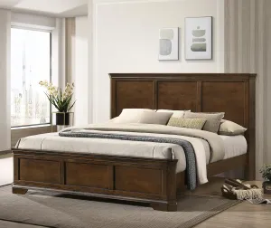 Roundhill Furniture Maderne Traditional Wood Panel Bed, King (U.S. Standard), Antique Walnut