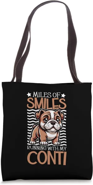 Running with my Continental Bulldog Tote Bag