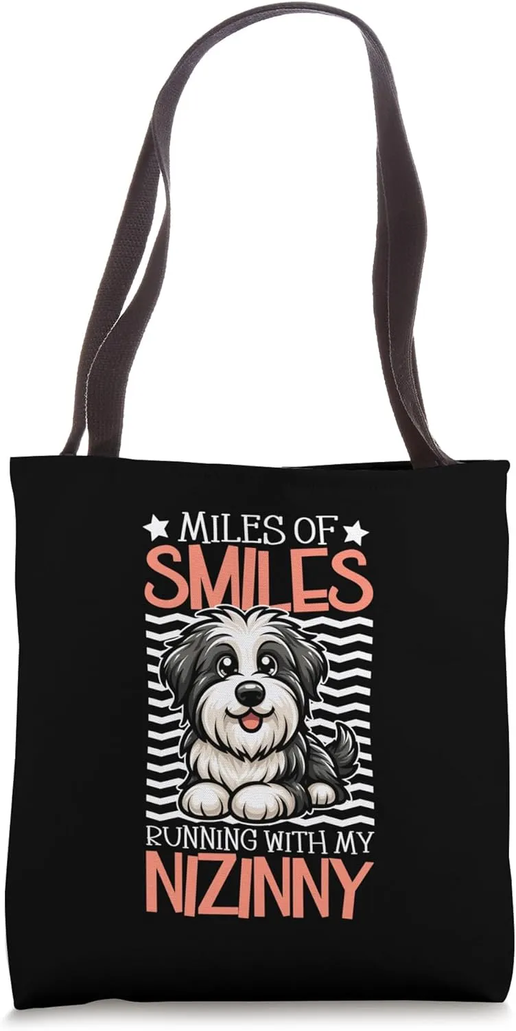 Running with my Polish Lowland Sheepdog Tote Bag
