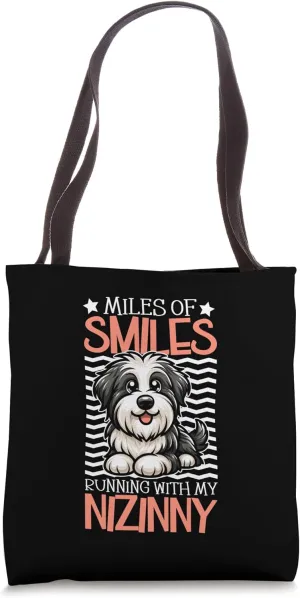 Running with my Polish Lowland Sheepdog Tote Bag