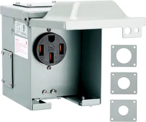 RVGUARD 50 Amp 125/250 Volt RV/EV Power Outlet Box, Enclosed Lockable Weatherproof Outdoor Electrical NEMA 14-50R Receptacle Panel, ETL Listed