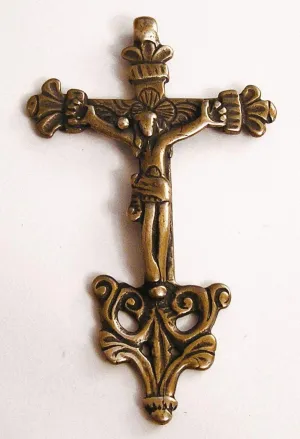 Sacred Art Jewelry #77 Quechua Pectoral Crucifix Pendant 2 1/8 inches Gold Bronze