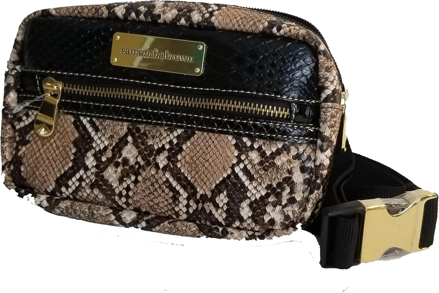 Samantha Brown Embossed Hip Bag - Tan/Black