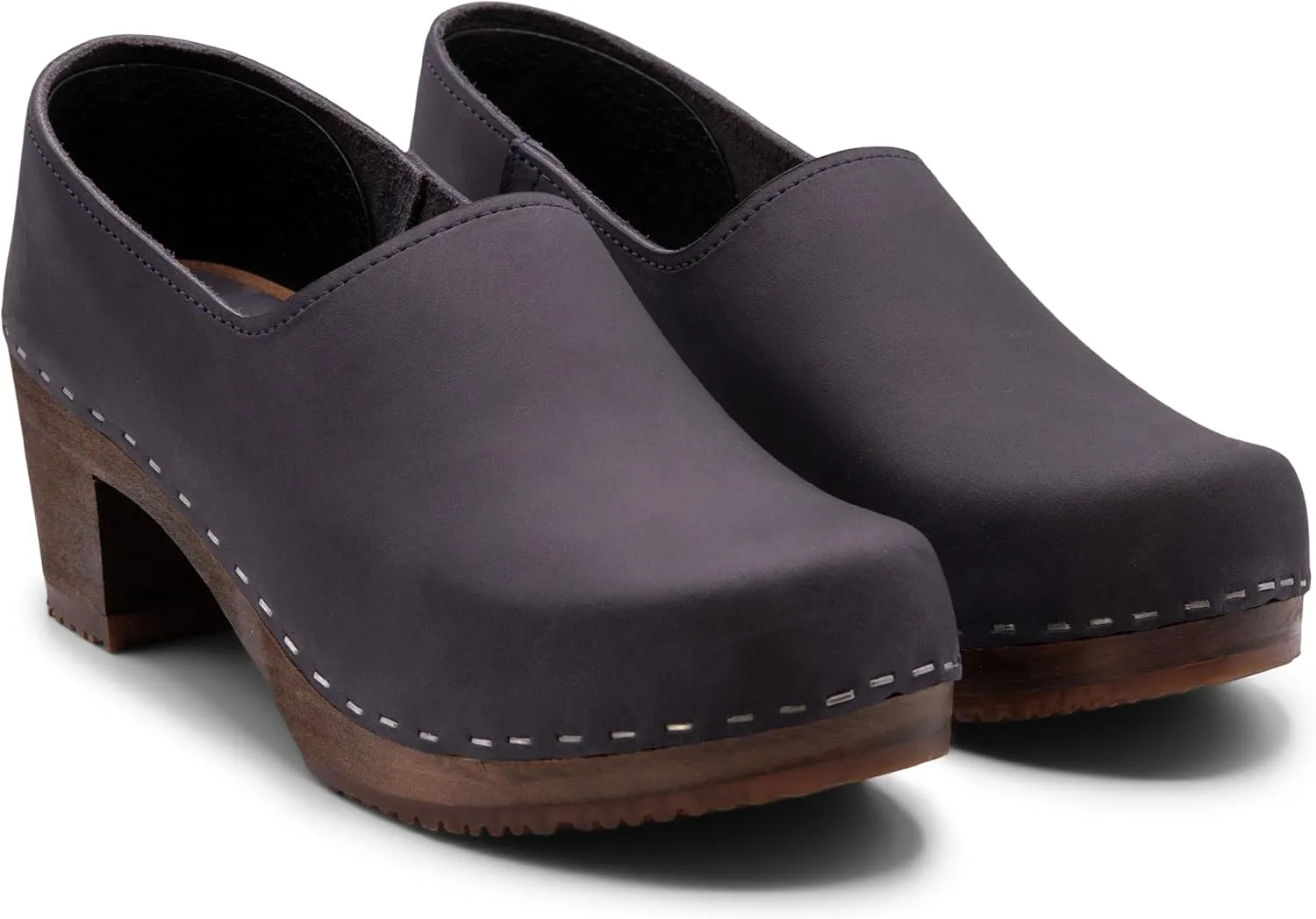 Sandgrens Handmade Swedish High Heel Wood Closed-Back Clogs for Women | Bridget