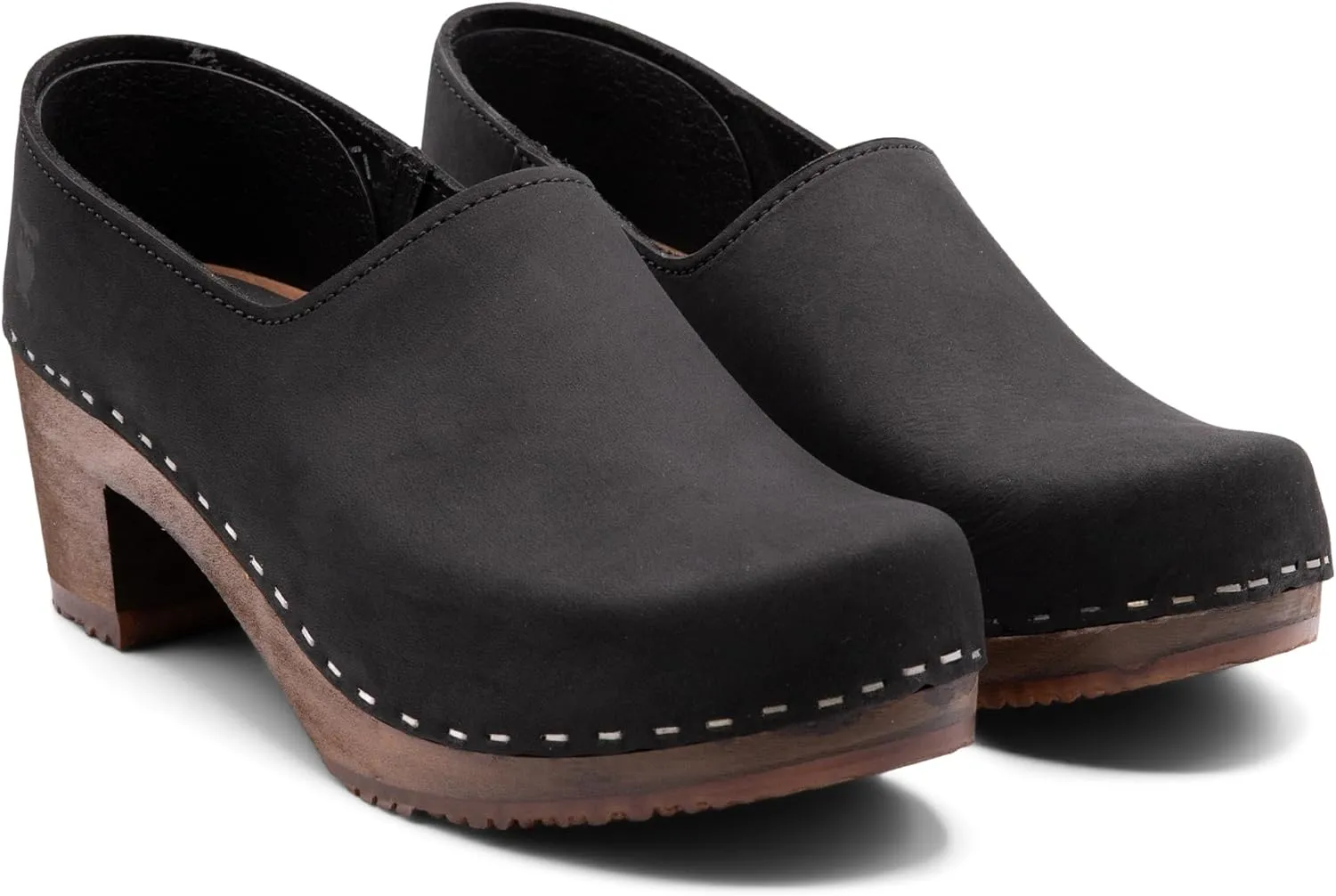 Sandgrens Handmade Swedish High Heel Wood Closed-Back Clogs for Women | Bridget
