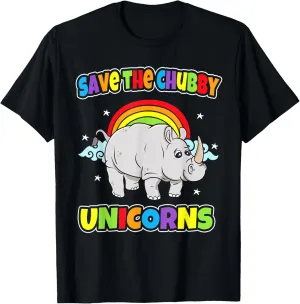 Save The Chubby Unicorns Rhinos Funny Quotes Humor Sayings T-Shirt
