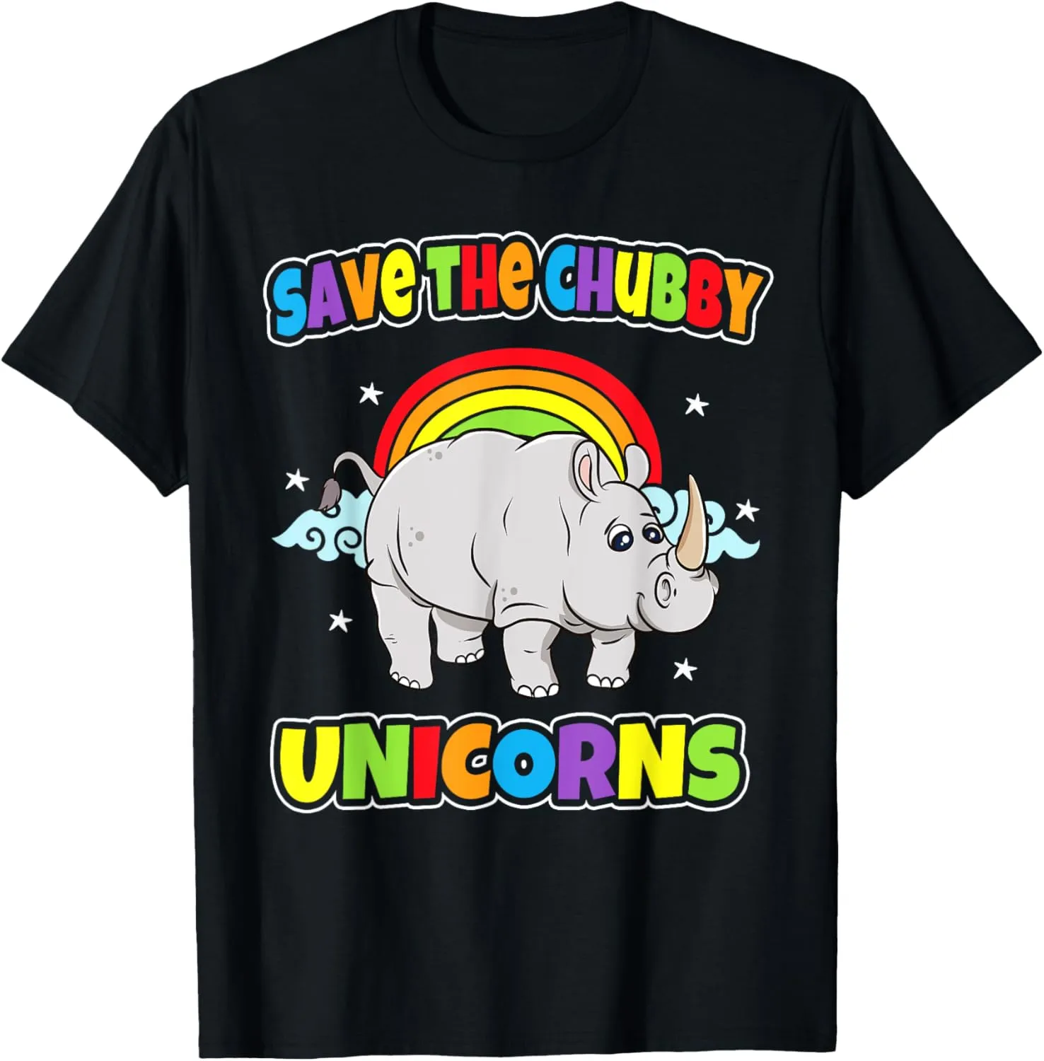 Save The Chubby Unicorns Rhinos Funny Quotes Humor Sayings T-Shirt