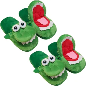 Schnappi Crocodile Slippers, Schnappi Slides Crocodile Plush Slippers Movable Crocodile Slippers That Open Mouth (2Pairs, 37-42)