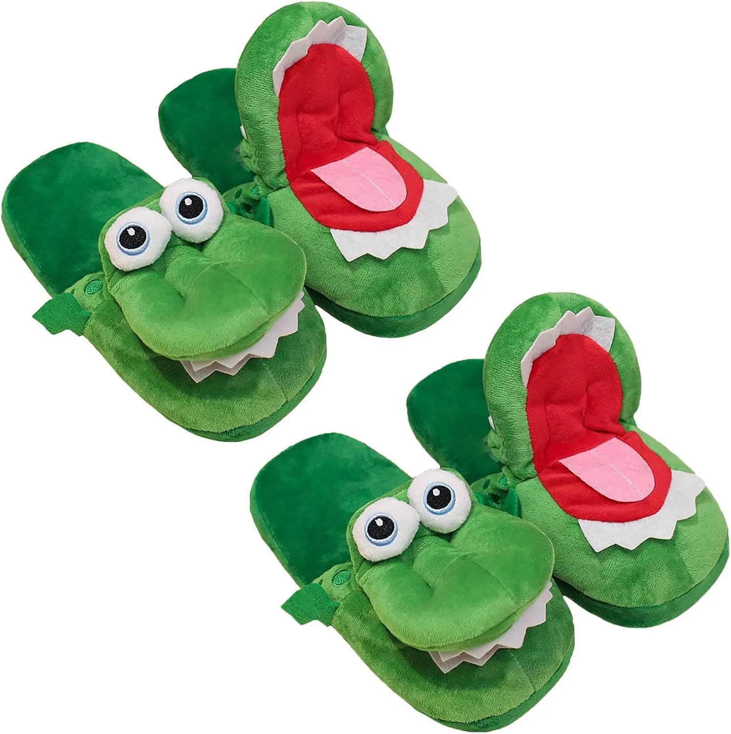 Schnappi Crocodile Slippers, Schnappi Slides Crocodile Plush Slippers Movable Crocodile Slippers That Open Mouth (2Pairs, 37-42)