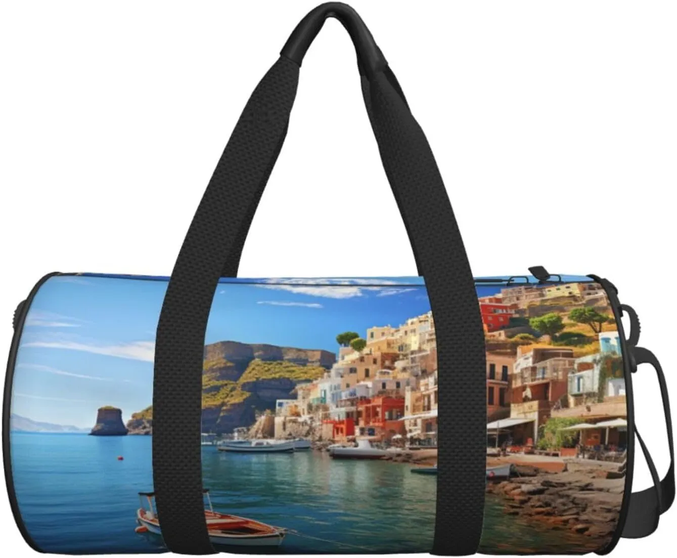 Seaside Town Travel Duffle Bag for Men Women Sport Gym Bag Foldable Weekender Bag Carry on Overnight Bag for Travel Swimming Basketball