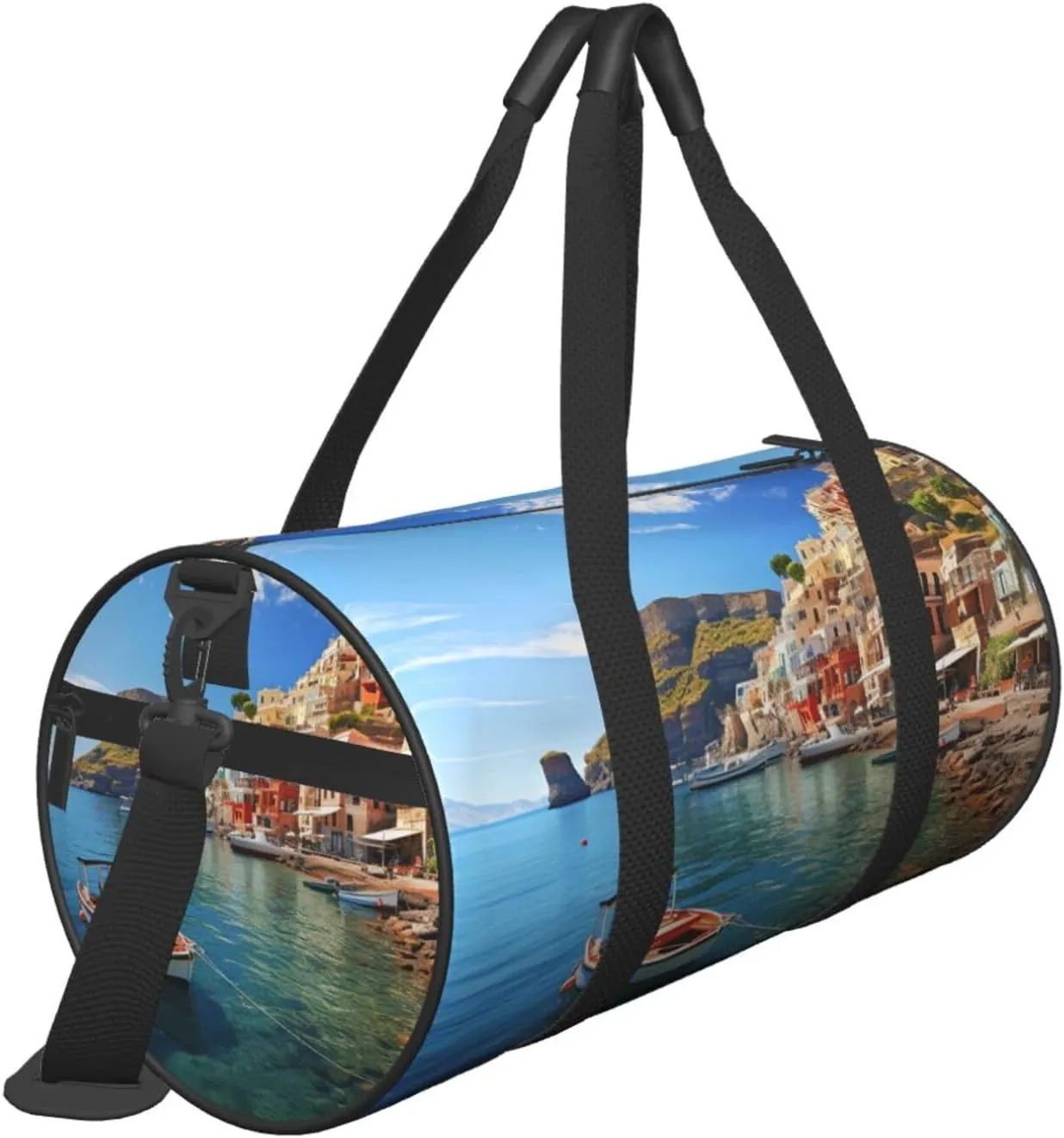 Seaside Town Travel Duffle Bag for Men Women Sport Gym Bag Foldable Weekender Bag Carry on Overnight Bag for Travel Swimming Basketball
