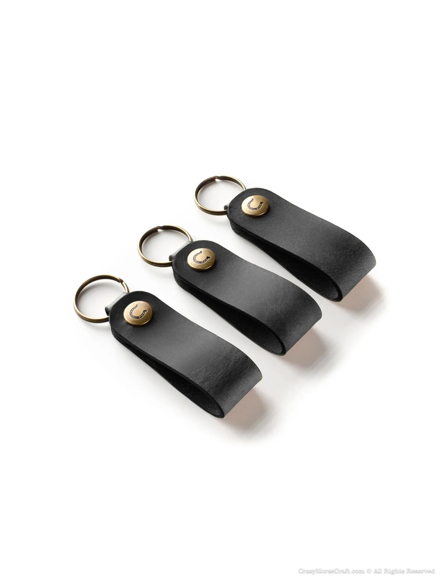 Set Of 3 Veg-Tanned Leather Key Fobs