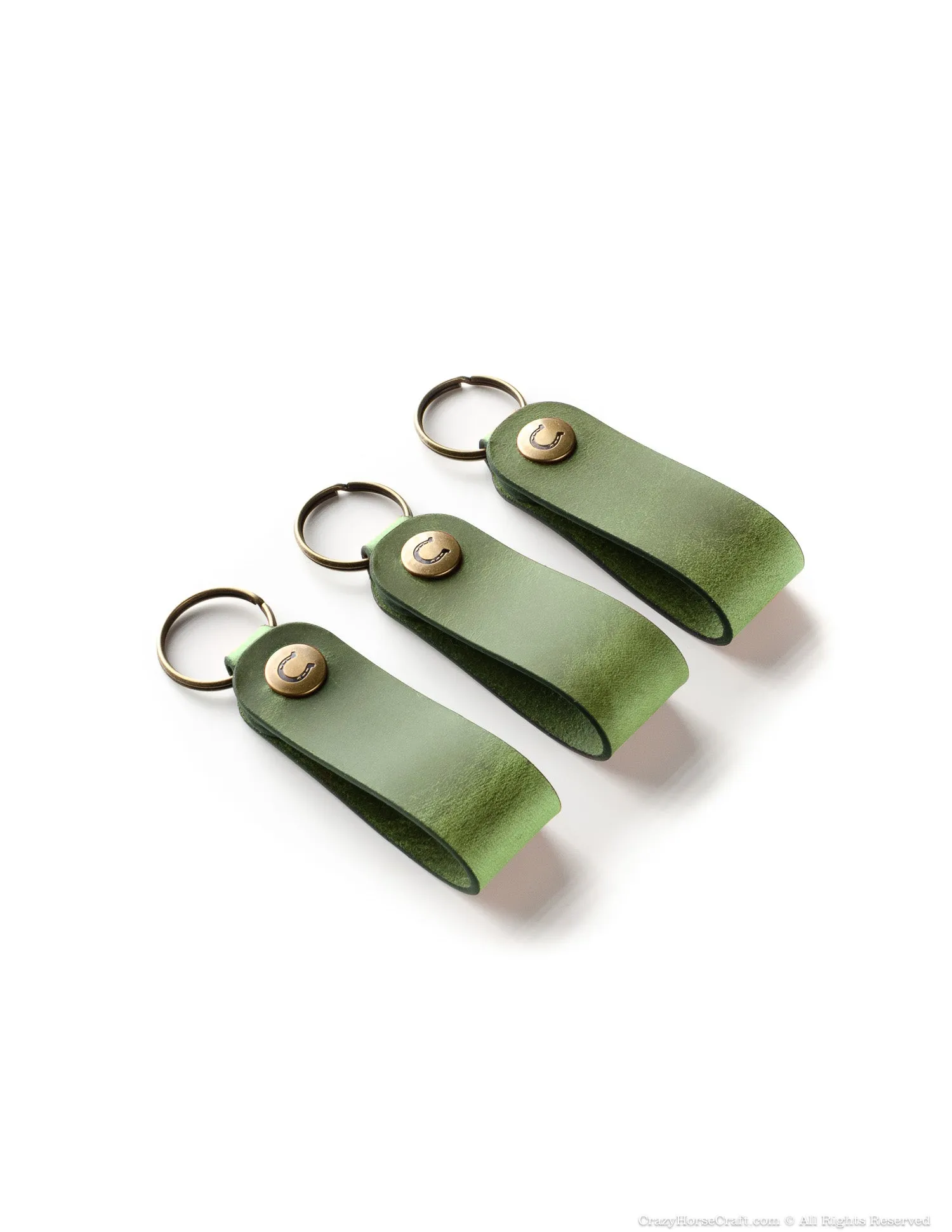 Set Of 3 Veg-Tanned Leather Key Fobs