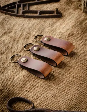 Set Of 3 Veg-Tanned Leather Key Fobs