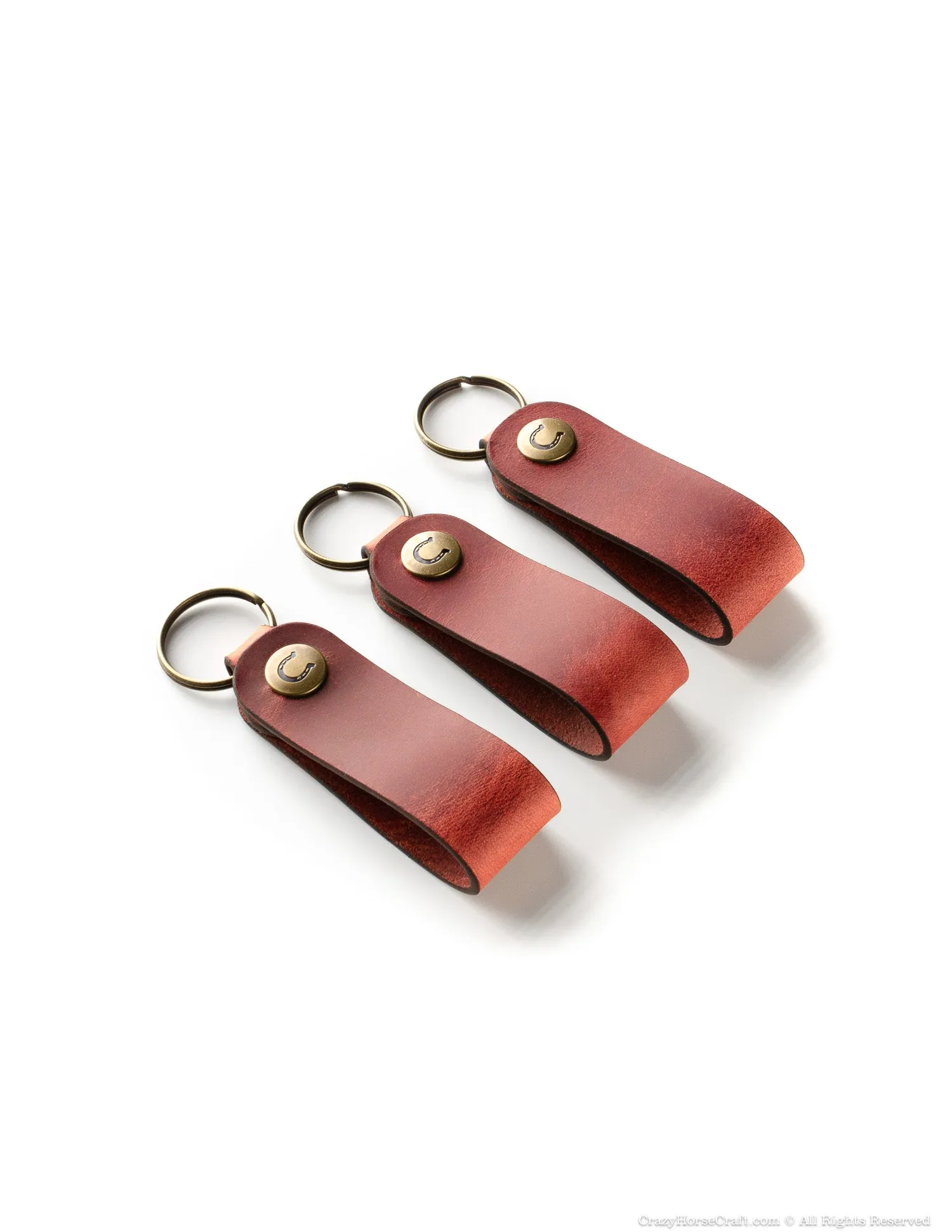 Set Of 3 Veg-Tanned Leather Key Fobs